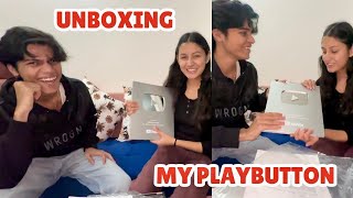 Silver Play button aagyaa🥳  Unboxing my Silver Playbutton with adarshuc [upl. by Pauletta444]