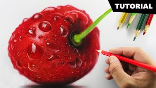 Drawing CHERRY with Color pencil  Tutorial for BEGINNERS [upl. by Urbannai]