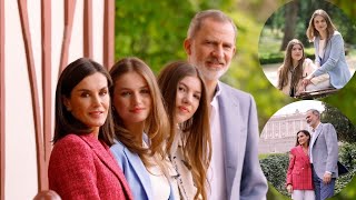 Queen Letizia posed with King Felipe Princess Leonor and Infanta Sofia for 20th Wedding Anniversary [upl. by Ardet]