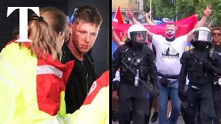 Football fans in violent clashes before EnglandSerbia match [upl. by Croydon]