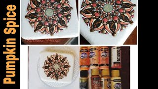 How to Paint a Dot Art Mandala Using Dotting Tools  Pumpkin Spice Mandala  Capcouriers Stone [upl. by Shaver]