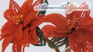 Tutorial STELLA DI NATALE con perline 🌻 parte 22 🌻 Poinsettia bead tutorial [upl. by Asenej193]