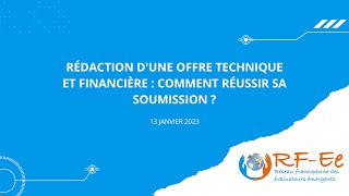 Rédaction dune offre technique et financière  comment réussir sa soumission [upl. by Zysk]