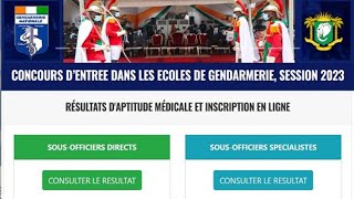 Concours DEntrée A La Gendarmerie 2023  Les Résultats Visite Médicale Disponibles  Inscription [upl. by Chap709]