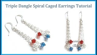 Easy Jewelry Tutorial  Dangle Earrings with Spiral Wrapped Crystals  Caged Bead Style [upl. by Eiramesor]