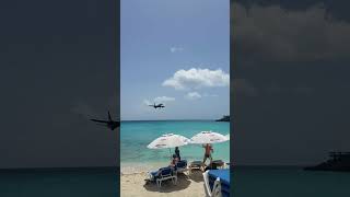 Maho Beach St Martin Plane Landing 2 shorts mahobeach planes Beach [upl. by Sunderland]