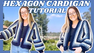 Crochet Hexagon Cardigan TUTORIAL How To Crochet A Granny Hexagon Cardigan 💙  Hooks and Heelers [upl. by Ittam862]