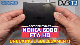 Nokia 6000FTA HD Decoder Digitale Terrestre DVBT2  unboxing amp collegamenti ASMR [upl. by Shama]