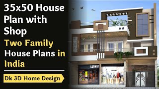 35x50 House Plan with Shop  Two Family House Plans in India  Dk 3d Home Design [upl. by Anihsit]