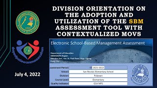 Orientation on the Adoption and Utilization of the SBM Assessment Tool with Contextualized MOVsII [upl. by Schouten428]