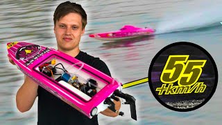 55 KMH RC RACE BOOT TESTEN [upl. by Nide184]