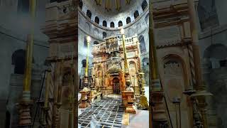 The Holy Aedicule in the Church of the Holy Sepulchre PrayerToGod Jerusalem Jesus [upl. by Essa163]