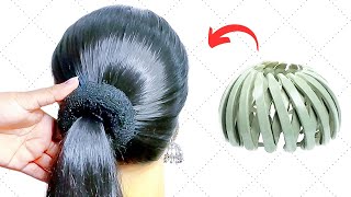 how to use bird nest hair clip  how to use beautiful bird nest hair clip bun hairstyle for party [upl. by Teodor]