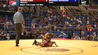 Cadet Freestyle 135 pounds  Austin Eads vs Brandon Sorensen [upl. by Lanaj]