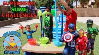 Superhero slime and Gelli baff challenges  DIY slime  Deions Playtime [upl. by Yardley]