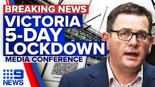 Victoria to enter fiveday lockdown from midnight  Coronavirus  9 News Australia [upl. by Nnaear557]