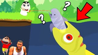 CATCHING HUGE FISHES in CAT GOES FISHING  SHARK FISH GAME with SHINCHAN and CHOP [upl. by Bellis178]