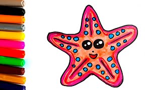 Drawing and Colouring a Starfish [upl. by Avlem]