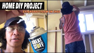 Home DIY Project Expandable Foam on the Shed [upl. by Furr]