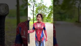 Spider girl destroys nerf guns thor hammers swords  shorts youtubeshorts funny [upl. by Apgar446]