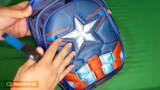 Mochila Escolar Infantil  CAPITÃO AMÉRICA [upl. by Atikram]