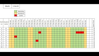 Leave Tracker in Excel Part1 [upl. by Mahon]