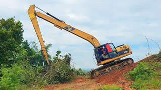 CAT 320D Long Arm Excavator Excavates and Clears New Plantations for Crops [upl. by Aratas]