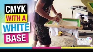 How to Screen Print CMYK Four 4 Color Process with a White Base Part 2 [upl. by Atiuqihc715]