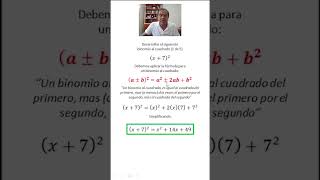 Binomio al cuadrado 1 parte 5 maths edutuber algebra matematicas [upl. by Emelyne]