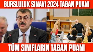 BURSLULUK SINAVI TABAN PUANI 2024  Tüm sınıfların taban puanı [upl. by Aelsel]