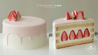 딸기 케이크 만들기 맛있는 스위스 머랭 버터크림  Strawberry Cake Swiss Meringue Buttercream Recipe  Cooking tree [upl. by Aicilf]