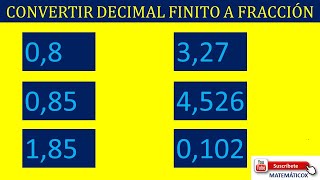 870 DE DECIMAL FINITO A FRACCIÓN [upl. by Gosnell]