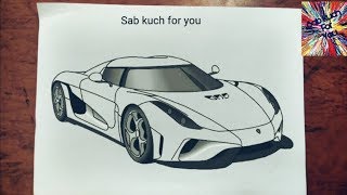 15 How to draw Hyper car  Koenigsegg Regera Step by step easily 😊 [upl. by Ellak]