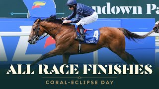 All race finishes from CoralEclipse Day at Sandown Park racecourse [upl. by Norman635]