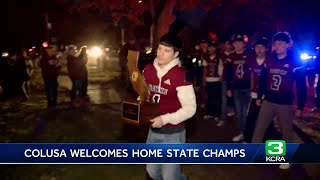 Colusa welcomes home football team after winning state championship [upl. by Tiat439]