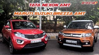 Tata Nexon AMT vs Maruti Vitara Brezza AMT Comparison  Hindi  MotorOctane [upl. by Weisberg]