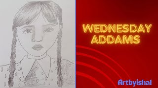 How to Draw WEDNESDAY ADDAMS  Easy WEDNESDAY ADDAMS Drawing Tutorial [upl. by Ahsikin]