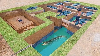 180 Days Living amp Building Underground Swimming Pool Water Slide Around Secret Underground House [upl. by Neelik359]