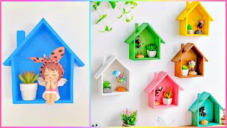 DIY  How to make wall shelf looks like hut  Cute Wall Decor Ideas [upl. by Rovit]