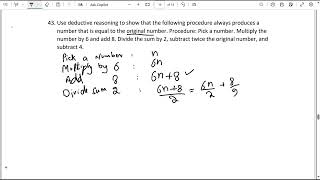 Ex  11 Q  43 Used Deductive Reasoning to show procedure produces number equal Original number [upl. by Selene]