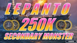 Lepanto Secondary MONSTER Build 250K  Kraken World of Warships Legends [upl. by Zertnom]