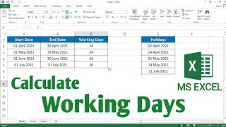 How to Calculate Working Days in Excel  Workday Function in Excel [upl. by Orecic]