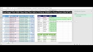 Excel Magic Trick 1329 Clean Data Then Add w 2 Criteria SUMIFS or Power Query Get amp Transform [upl. by Orvah]