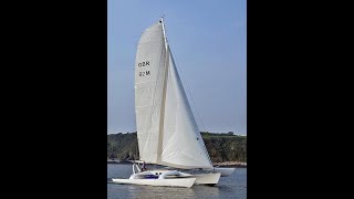 Nigel Irens 40 Trimaran quotPandemoniumquot sailing fast Sold by the Multihulls World Brokerage Network [upl. by Alleuol]