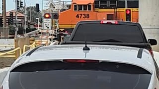 Westbound BNSF 4738 at McKinley Ave railroad overpass construction [upl. by Nairam]