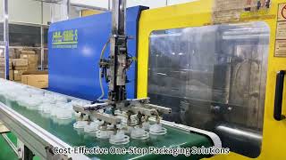 Automatic inmold labeling production line CCD visual inspection and automatic stacking system [upl. by Jose]