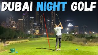 9 Holes of Relaxing Night Golf in Dubai  ASMR golf [upl. by Nirrol]