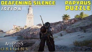 Deafening Silence  Iseion  Papyrus Puzzle Solution  Treasure Location  Assassins Creed Origins [upl. by Choo]