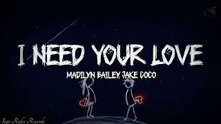 I Need Your Love  Madilyn Bailey Jake Coco Official Music Video Lyrics [upl. by Allis318]