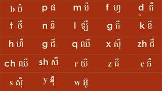 汉语拼音（声母）HANYU PINYIN SHENG MU ហាន់អ៊ីភីនអ៊ីន សឹង ម៉ូ [upl. by Treulich861]